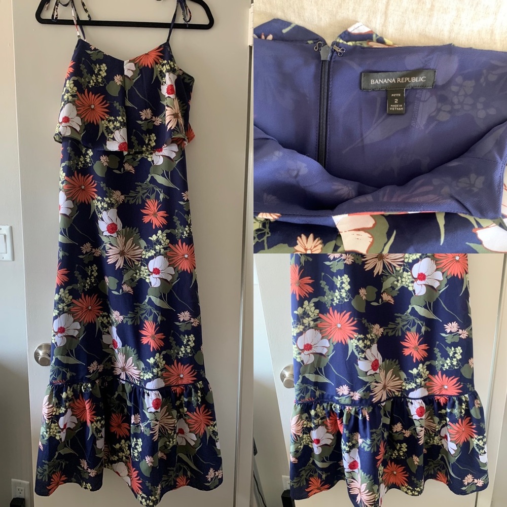 Banana Republic, 2 petite, blue floral